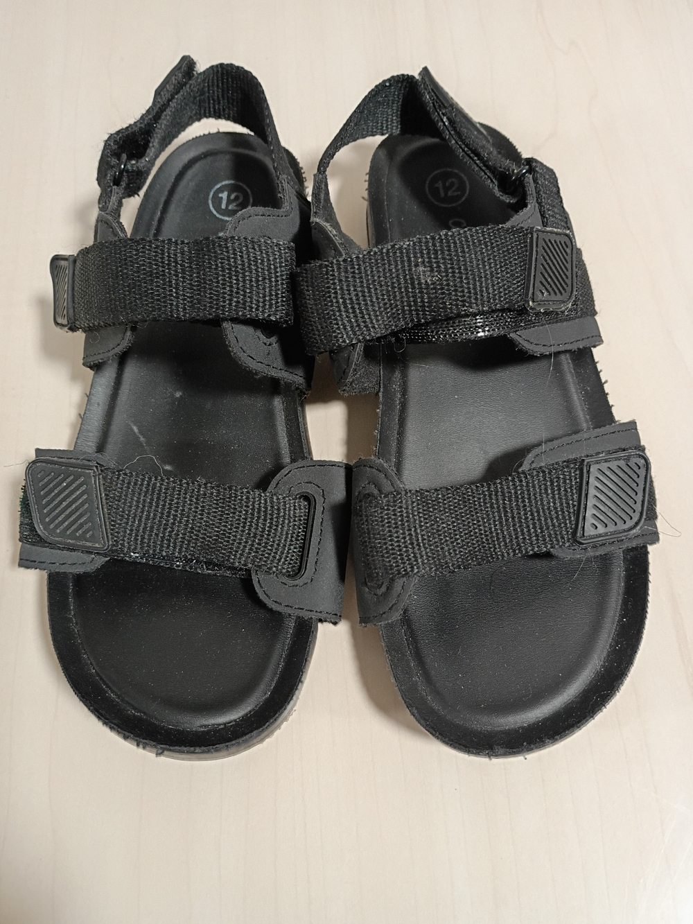 Cat & Jack Black Adjustable Strap Kids Sandals Size 12